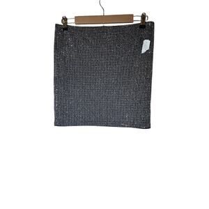 TRIPLE SEVEN Black NEW Diamond Knit Studded Sparkle Mini Skirt NWT SZ 30" waist